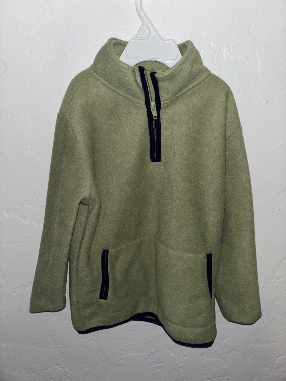 Children's Olive Green Half-Zip Fleece Pullover